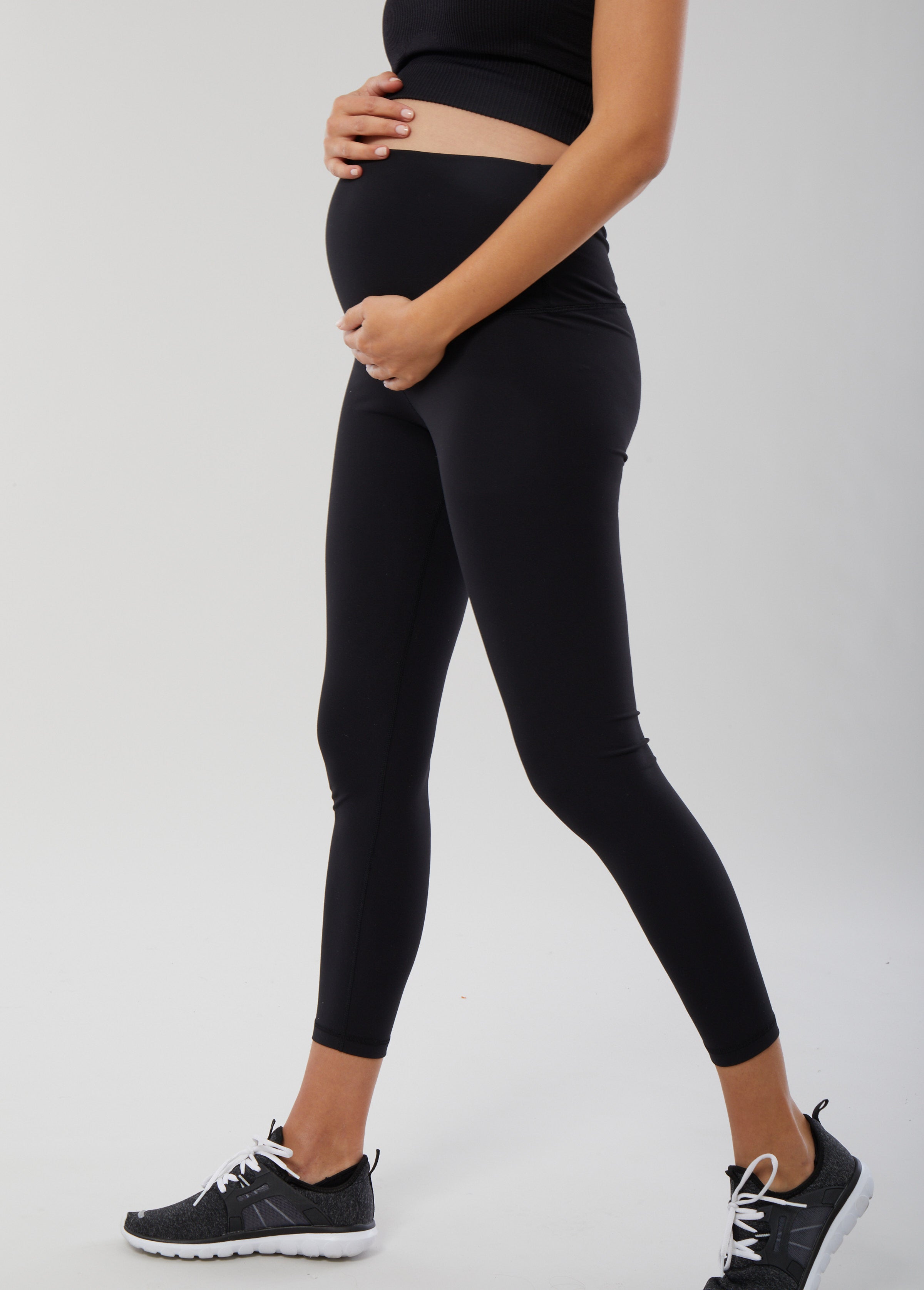 SRC Pregnancy Leggings Over Belly High Waisted Full Length Black