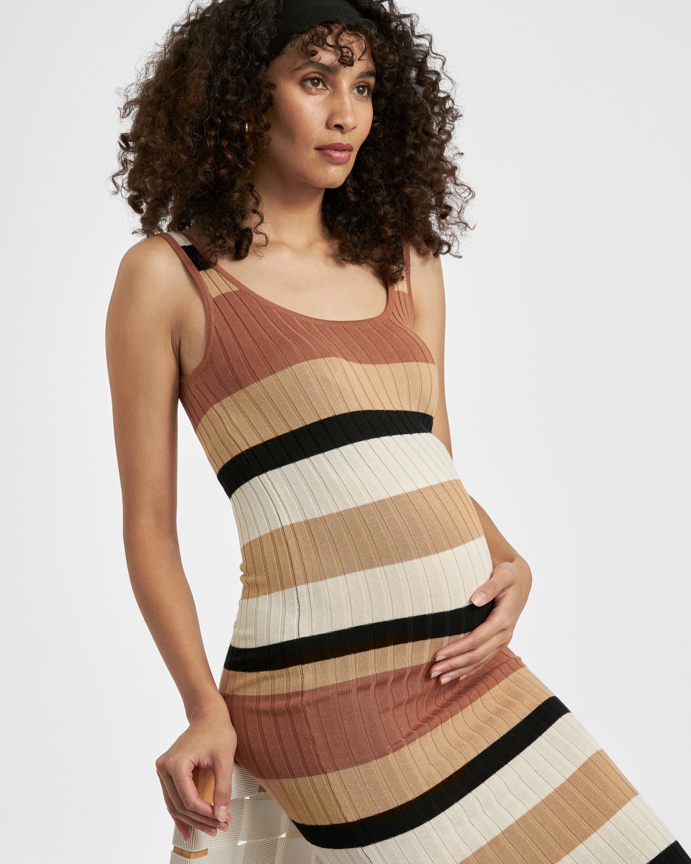 Ripe Maternity Sarah Stripe Knit Midi Dress