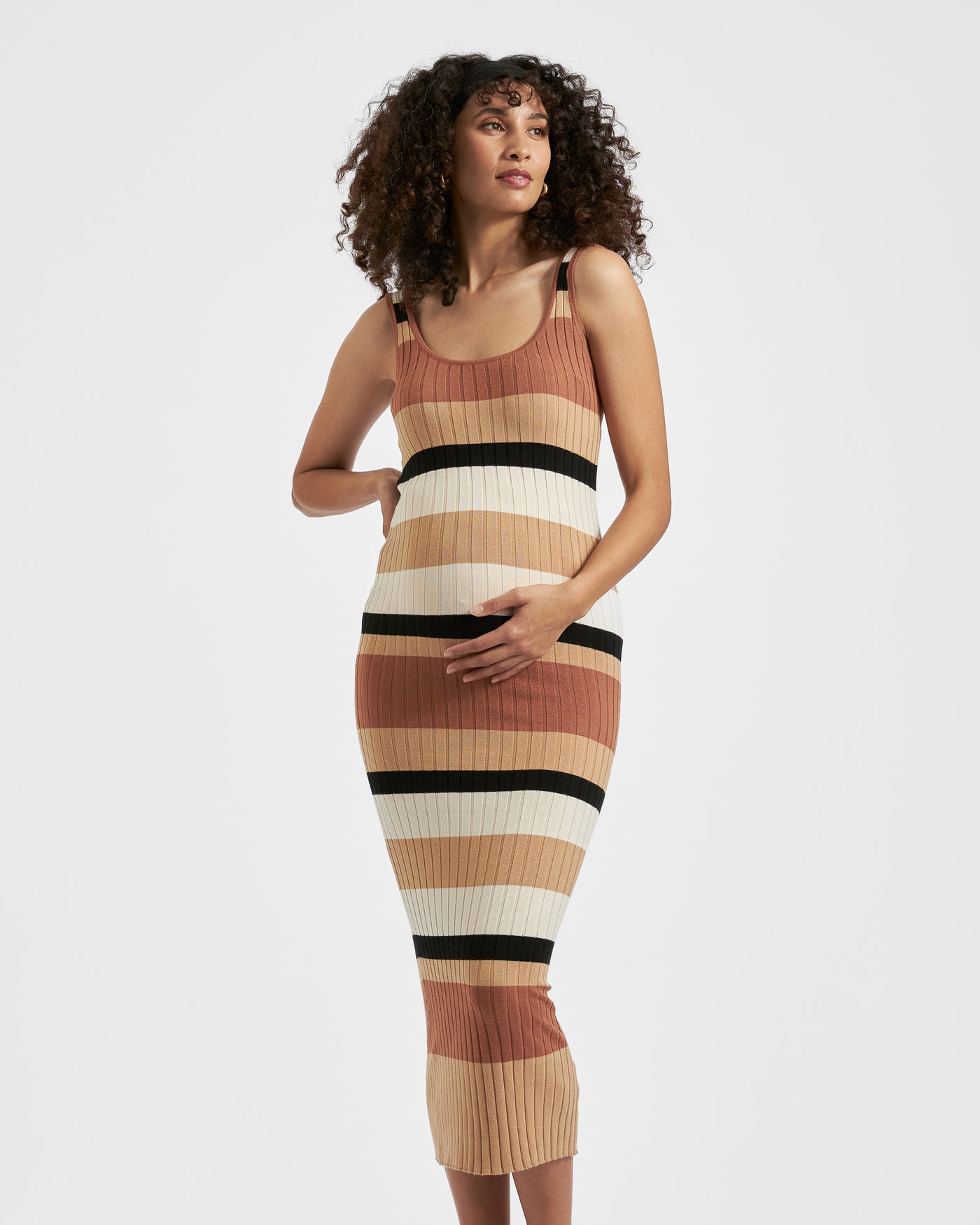 Ripe Maternity Sarah Stripe Knit Midi Dress