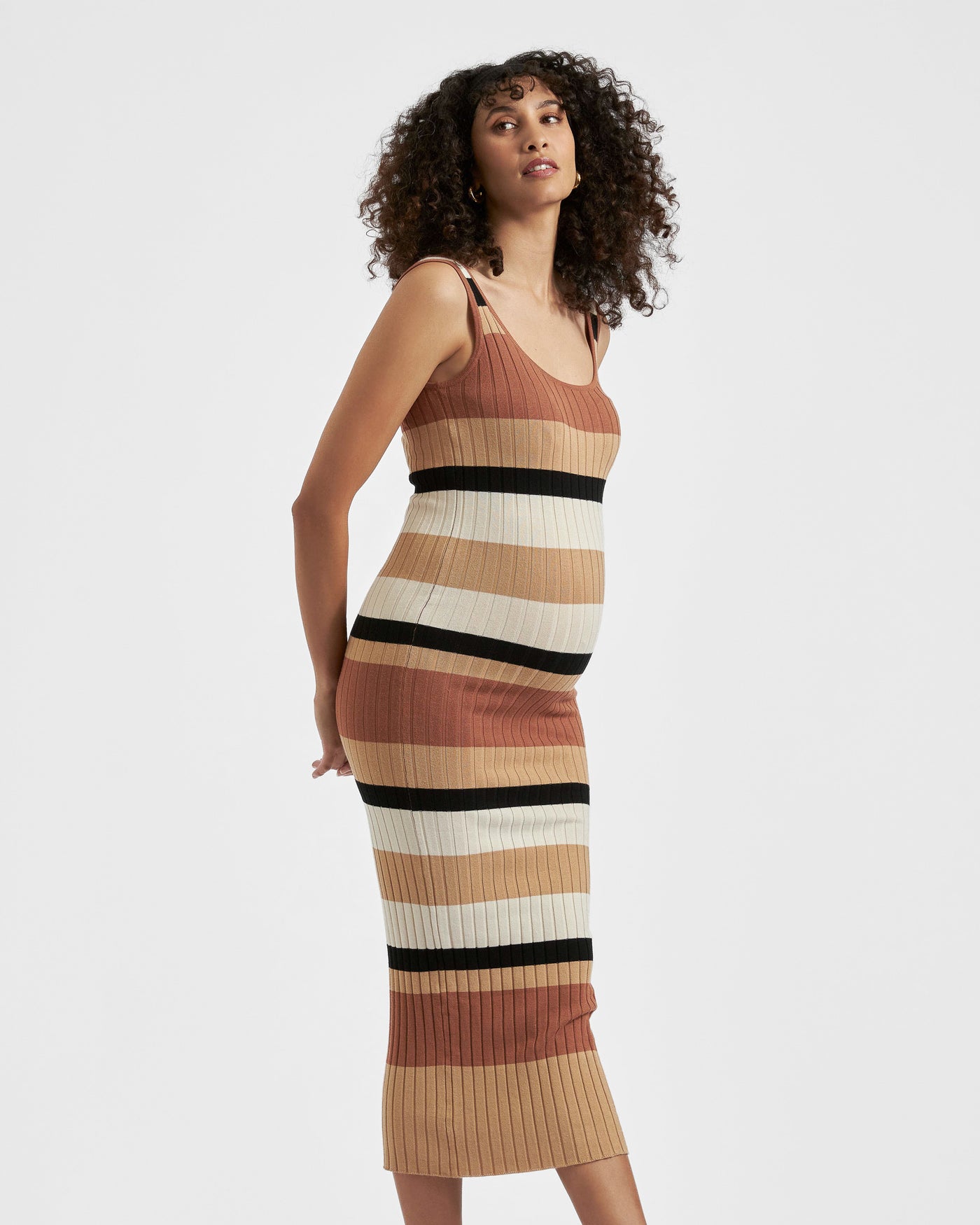 Ripe Maternity Sarah Stripe Knit Midi Dress