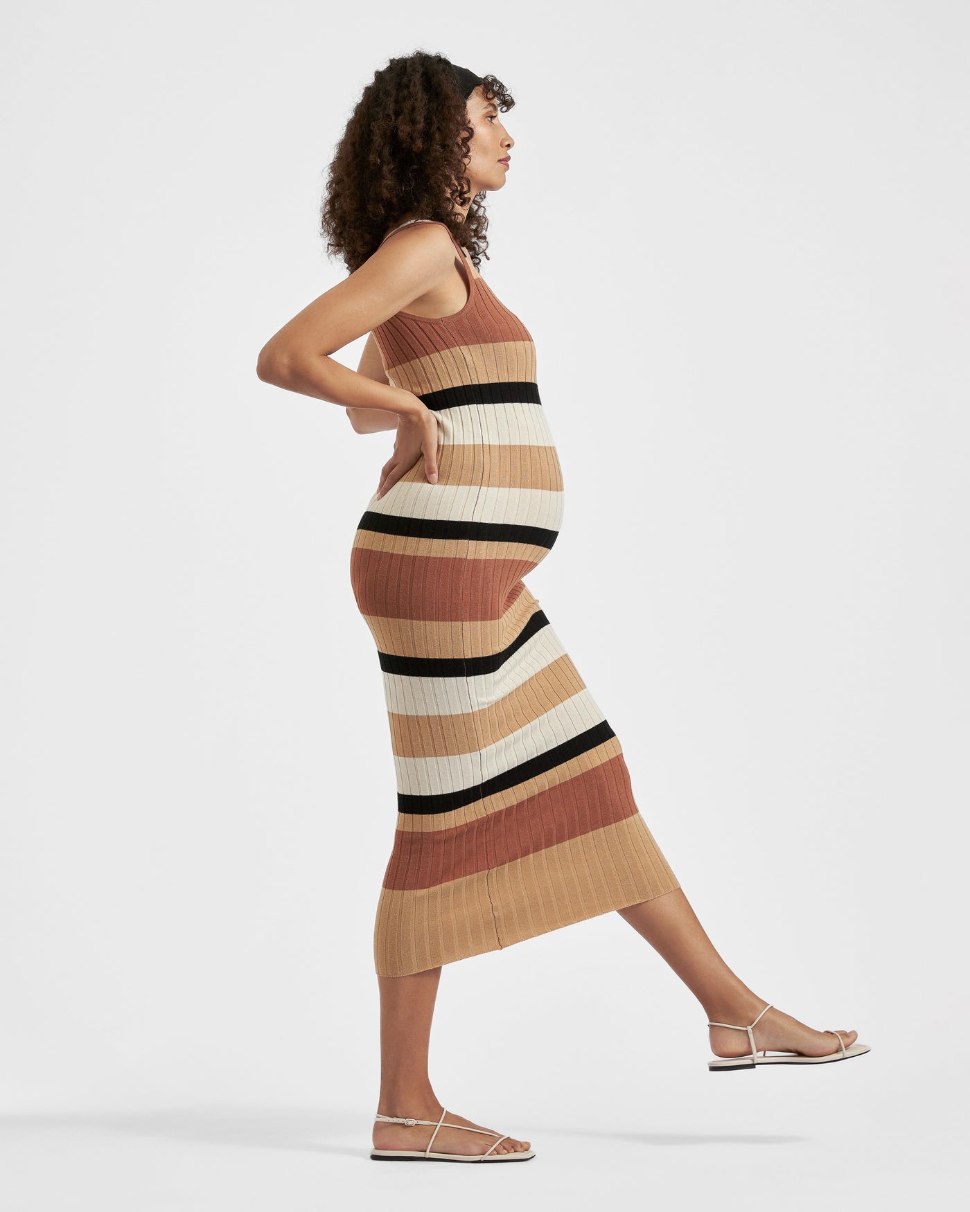 Ripe Maternity Sarah Stripe Knit Midi Dress