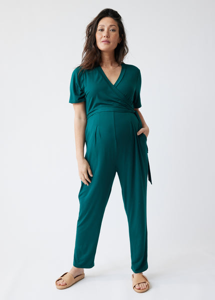 Short Sleeve Knit Maternity & Nursing Jumpsuit – Ingrid+Isabel