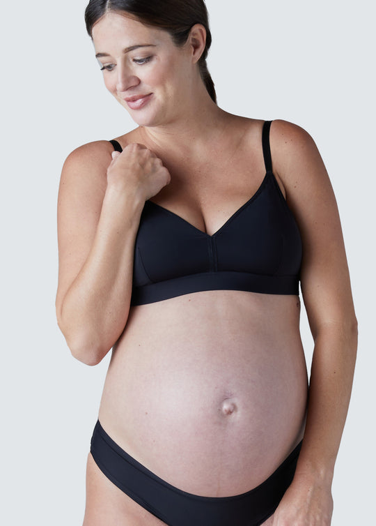 Ingrid & Isabel Basics Maternity 2-in-1 Nursing & Pumping Bra Bundle 2 Pack  Black & Mauve Size S