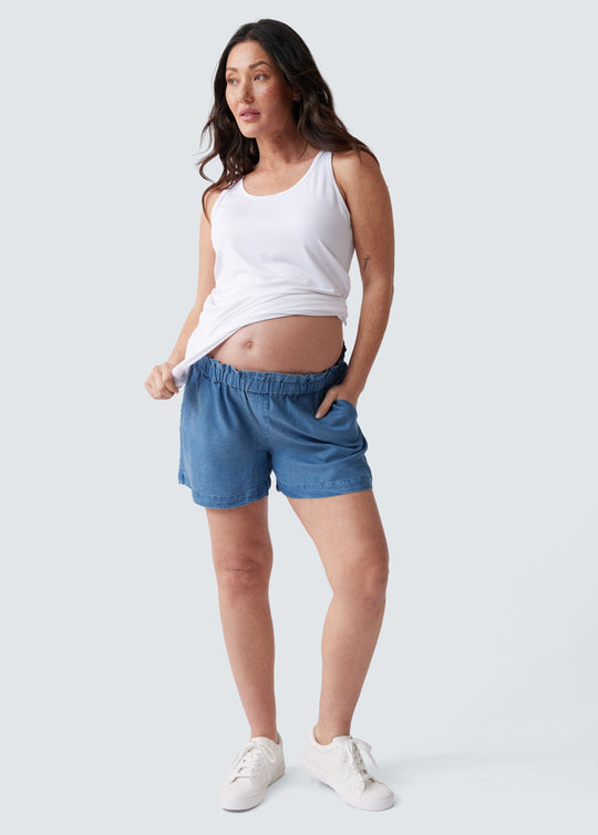 gvdentm Maternity Pants Women's Classic Corduroy Pull-on Short Length Pant  Casual 