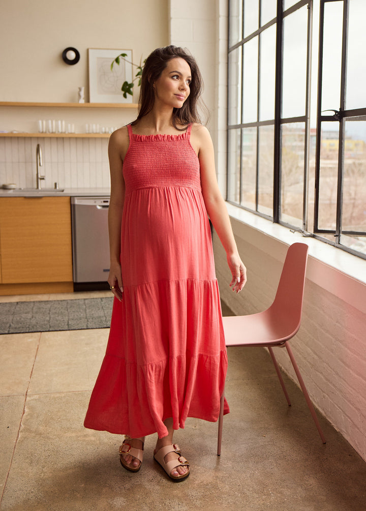 Smocked Maternity Maxi Dress with Pockets – Ingrid+Isabel