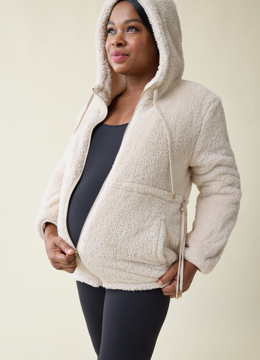 The Flexible Maternity Teddy Zip Up Jacket Ingrid Isabel