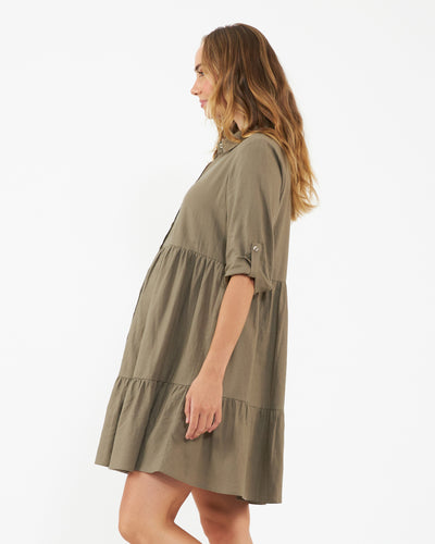 Ripe Adel Olive Linen Maternity and Nursing Dress