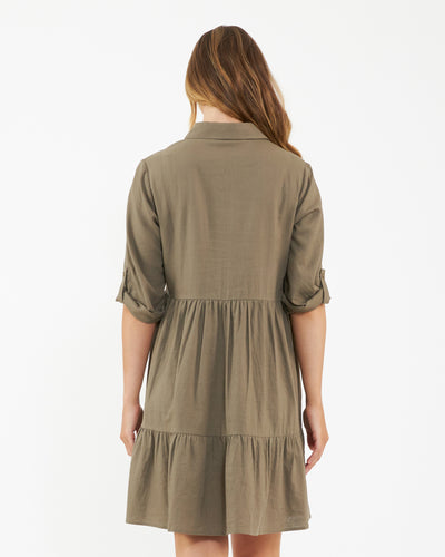 Ripe Adel Olive Linen Maternity and Nursing Dress