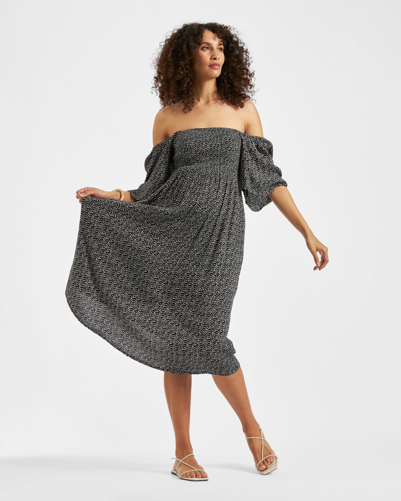 Ripe Emmy Shirred Maternity and Nursing Midi Dress