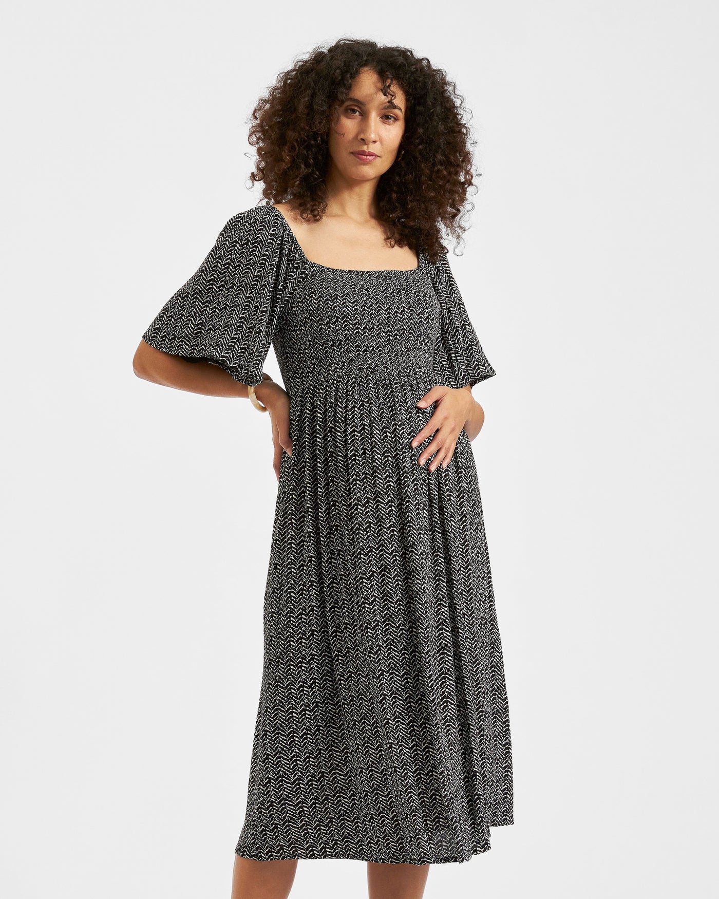 Ripe Emmy Shirred Maternity and Nursing Midi Dress