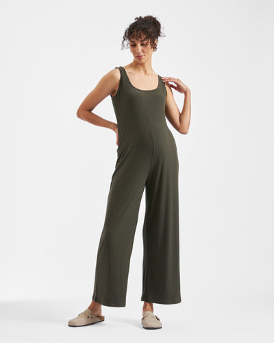 Ripe Maternity Bobby Rib Knit Olive Jumpsuit