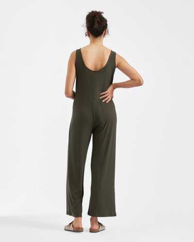 Ripe Maternity Bobby Rib Knit Olive Jumpsuit