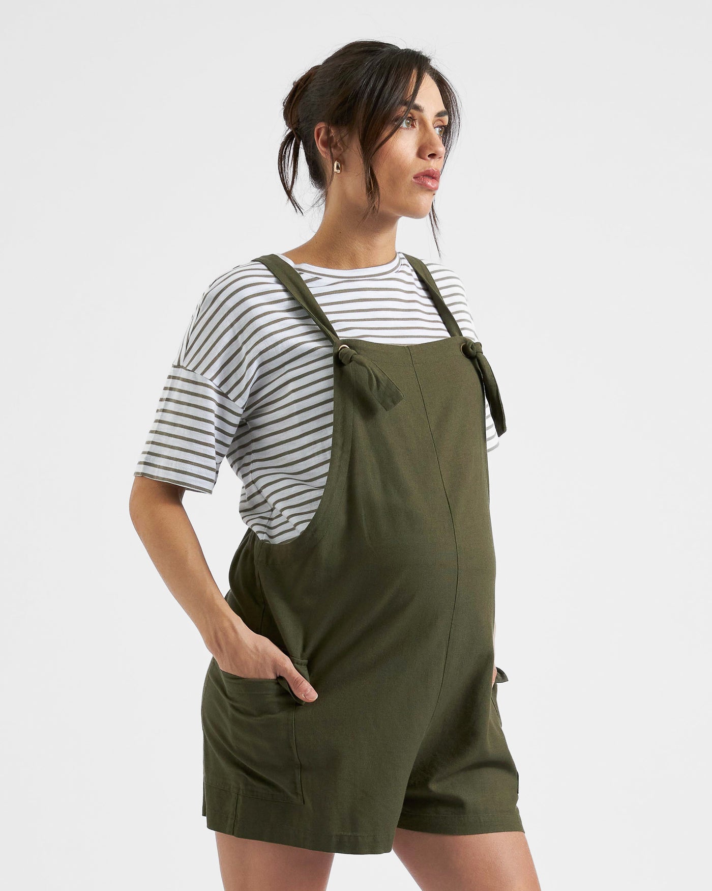 Ripe Maternity Olive Linen Overalls