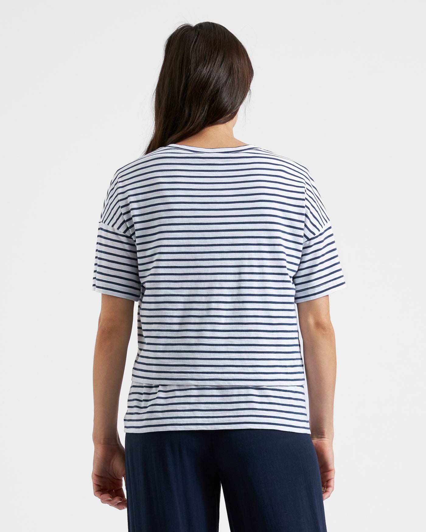 Ripe Maternity Claudette Short Sleeve Striped Nursing Tee