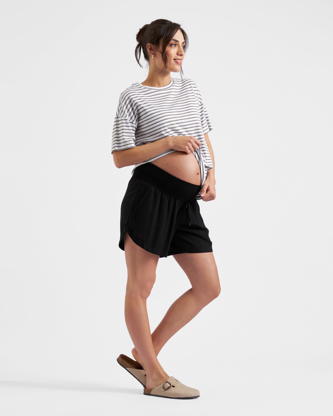 Ripe Maternity Claudette Short Sleeve Striped Nursing Tee