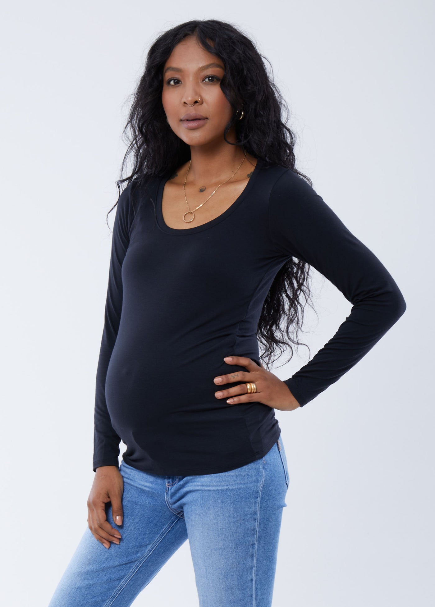 3/4 Sleeve Scoop Neck Nursing Maternity T-shirt - Isabel Maternity