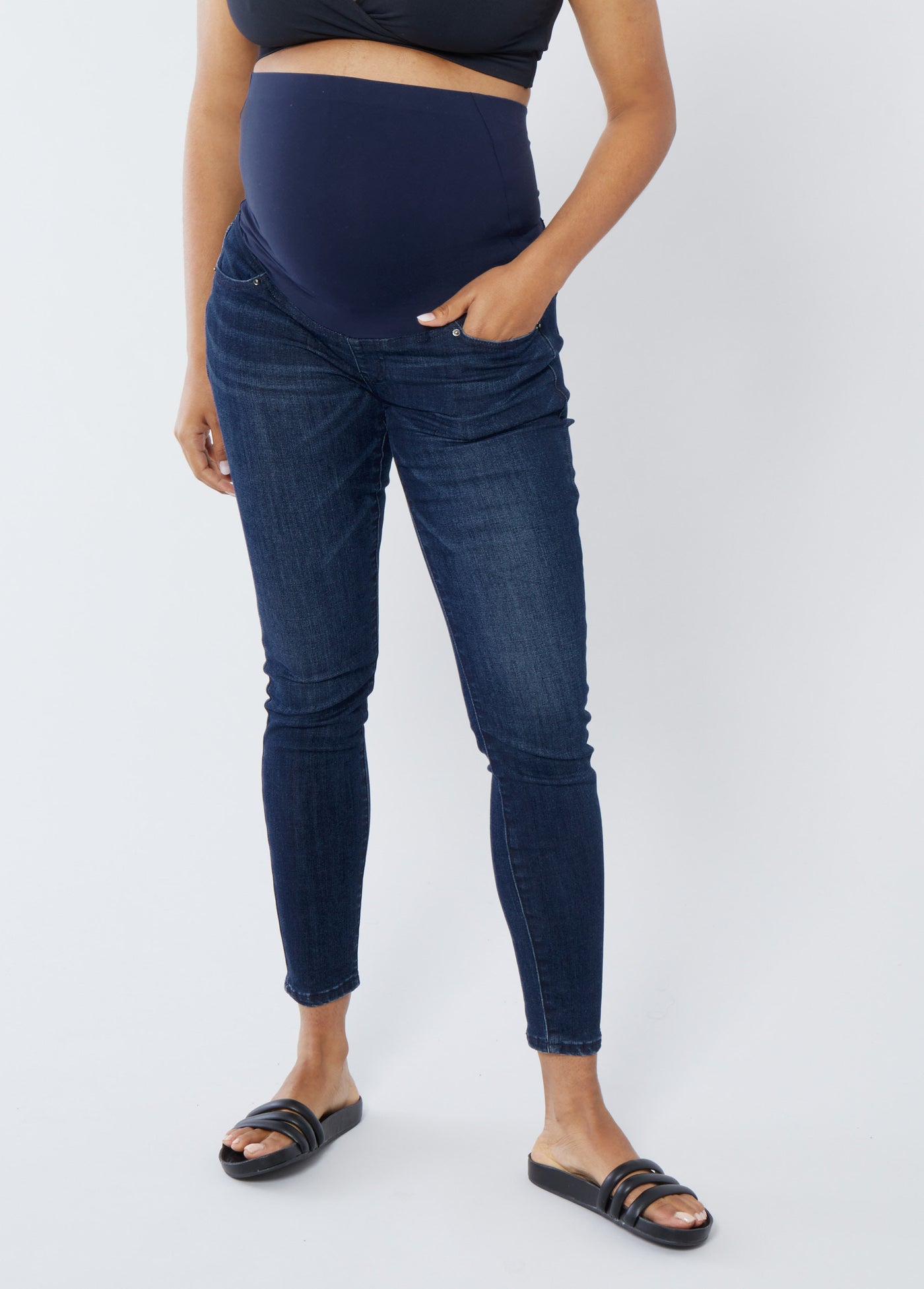 Maternity Inset Panel Repaired Girlfriend Jeans