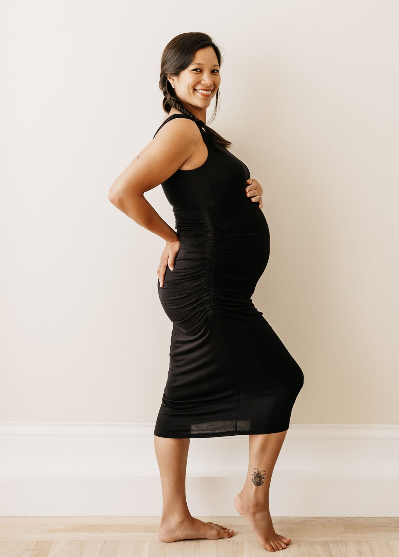 Franato  Stretch Seamless Tank Dress, Knee-length Maternity Dress,Suitable  for Layering Clothes 