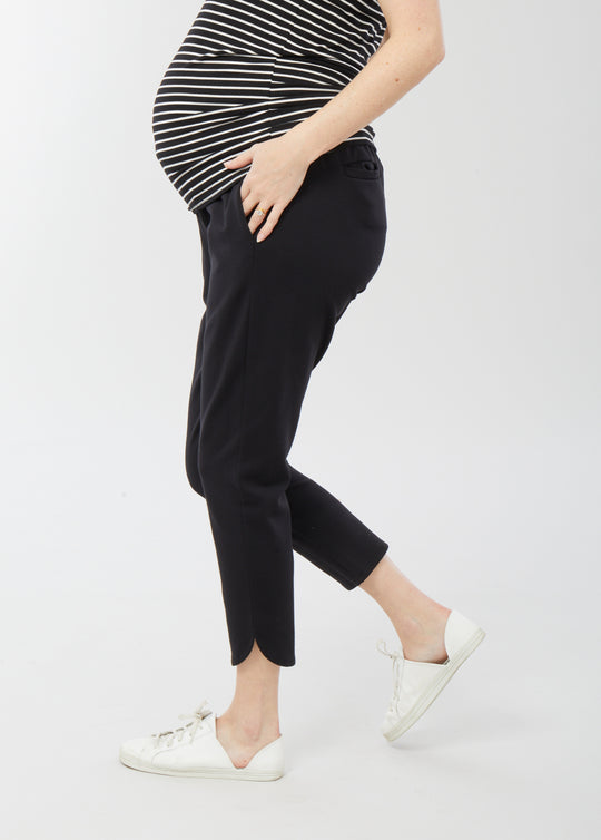 Maternity Black Floral Split Hem Over Bump Wide Leg Trousers  New Look