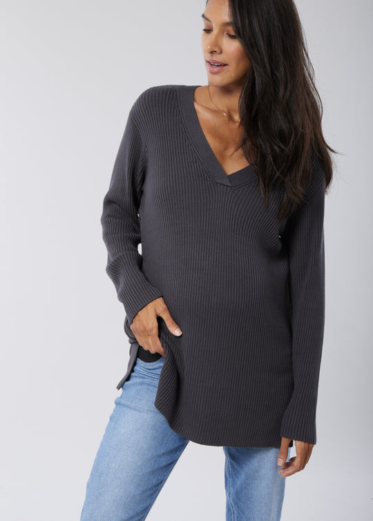 Ribbed Lightweight Crew Neck Maternity Sweater - Isabel Maternity by Ingrid  & Isabel™ Oatmeal XS